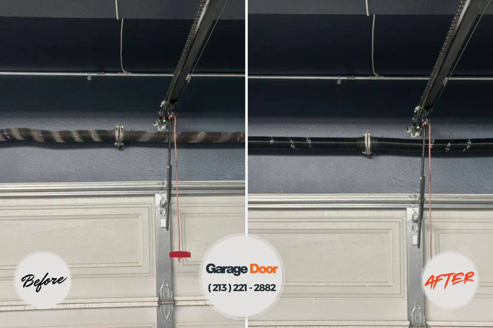 Before and after: garage door spring repair Mansura, LA